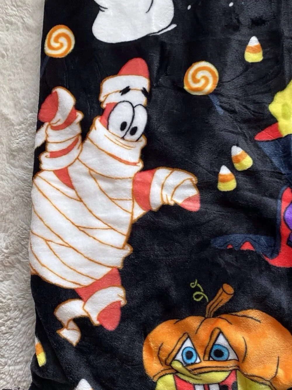 SpongeBob SquarePants Pumpkin Halloween Throw Blanket 50”x70” Patrick Mummy NEW